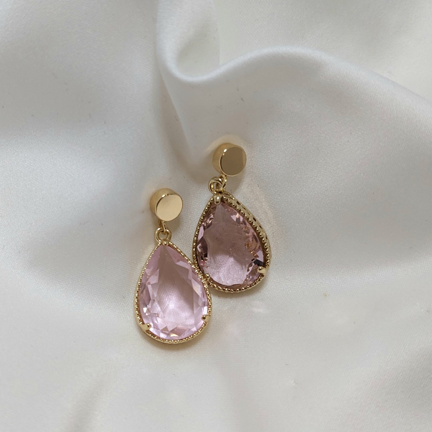 ANNA - Large Teardrop Earrings - Pink