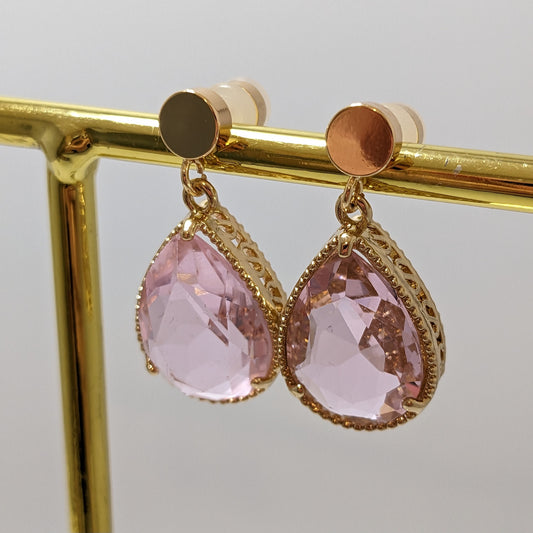 ANNA - Large Teardrop Earrings - Pink
