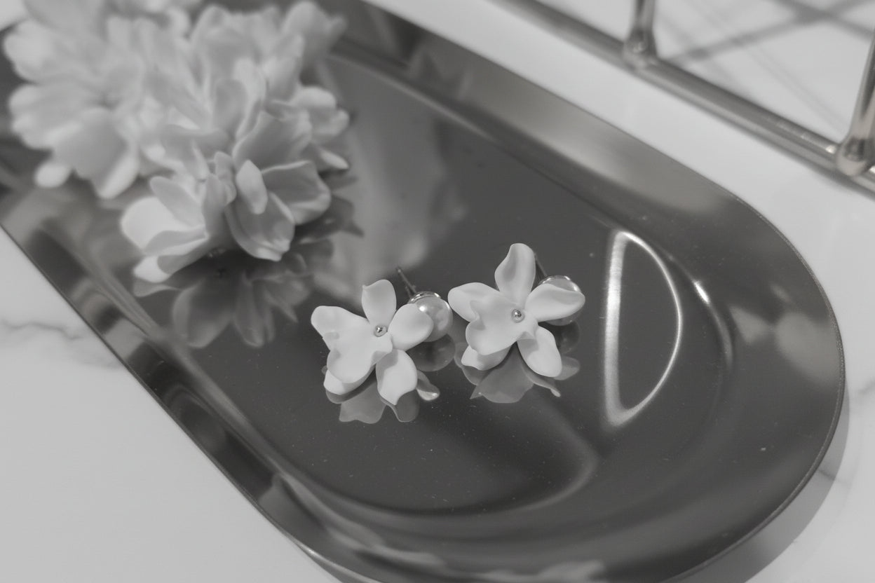 LEANORA - Petite Bridal Earrings - Silver