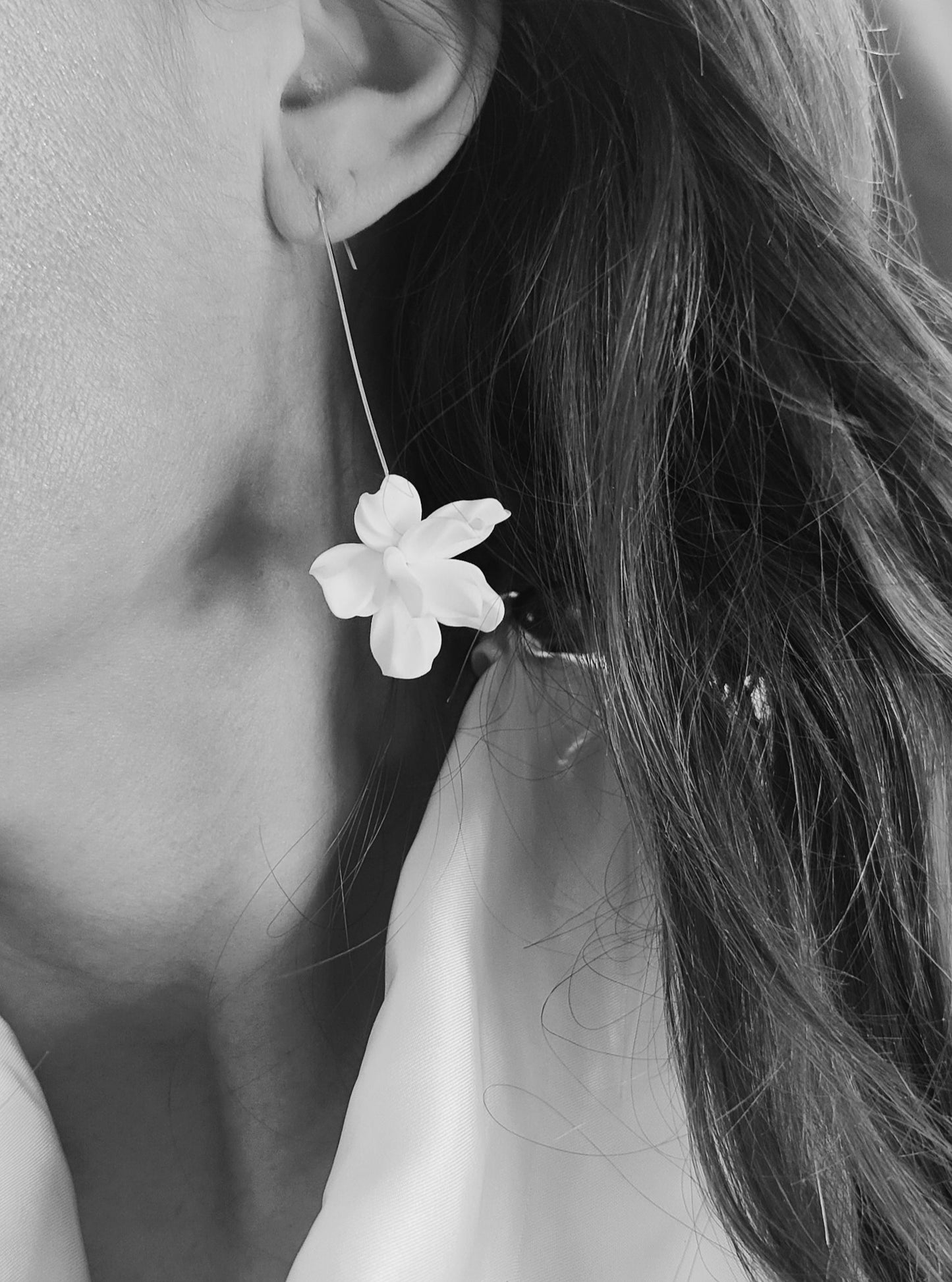 ANEMONE - Silver Floral  Statement Bridal Earrings