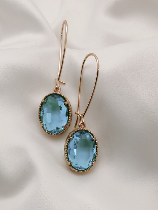 Queen Crystal Earrings - Aqua