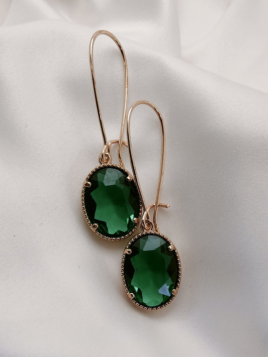 Queen Crystal Earrings - Emerald
