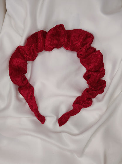 Petite Ruffle Velvet Headband - Christmas Berry -  ☘ IRISH DESIGN by KYNA MAREE