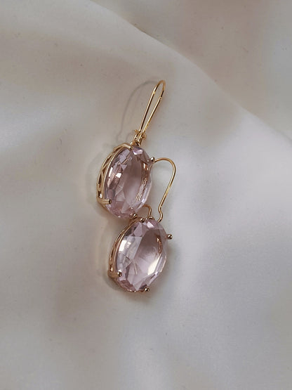 Pretty Crystal Earrings - Blush