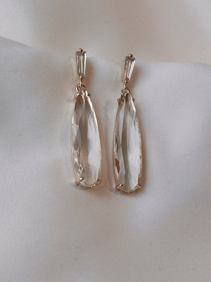 HARPER - Long Crystal Bridal Earrings