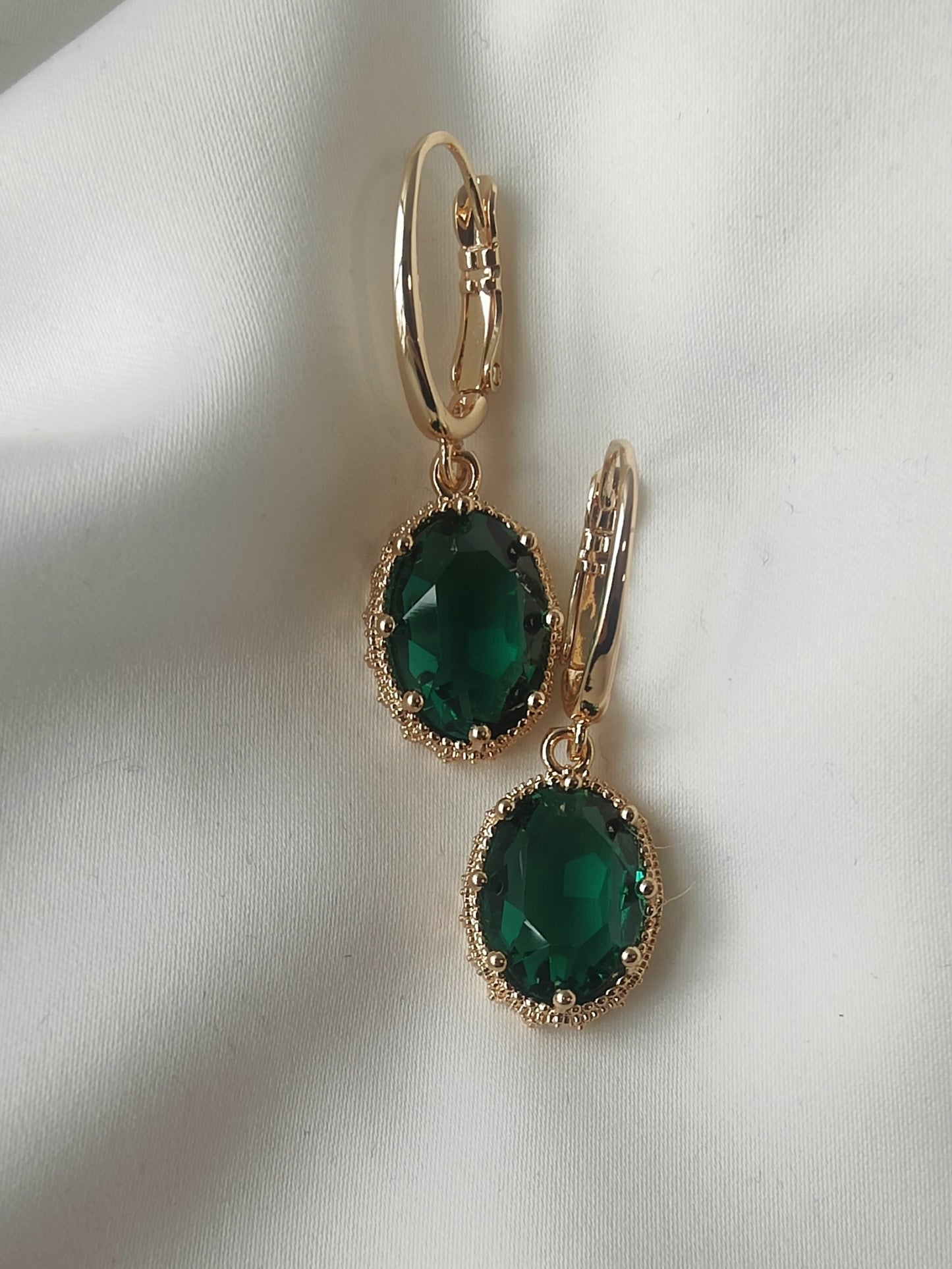 Princess Crystal Earrings - Emerald