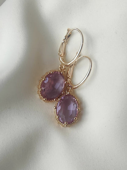 Princess Crystal Earrings - Heather