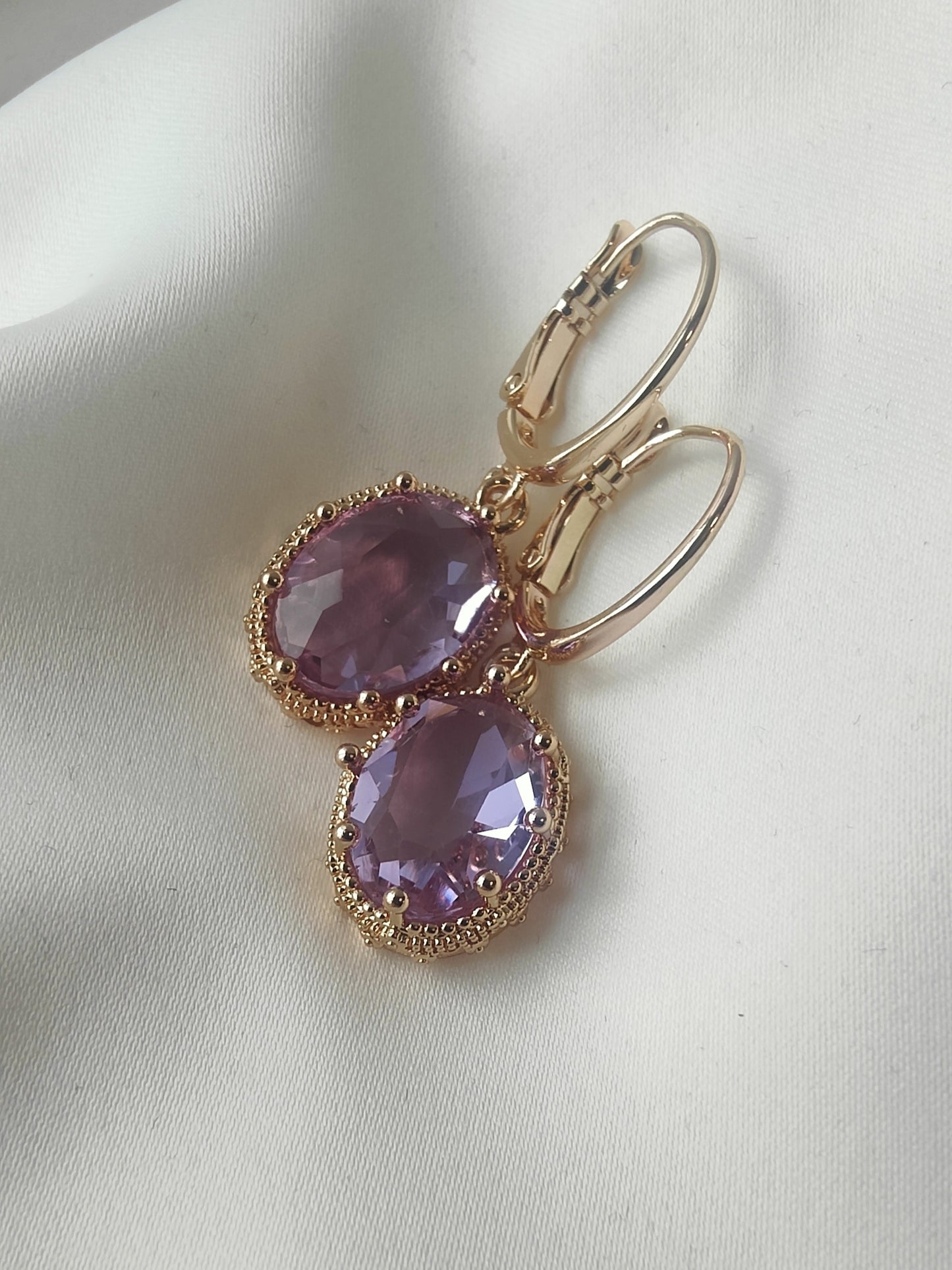 Princess Crystal Earrings - Heather