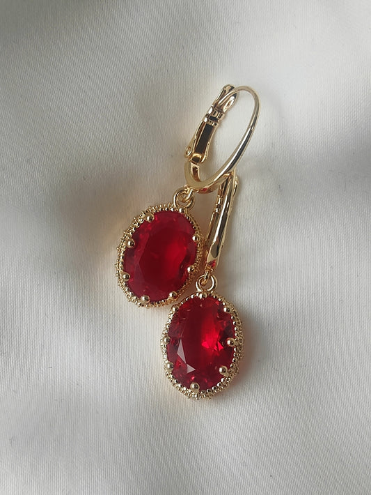 Princess Crystal Earrings - Ruby