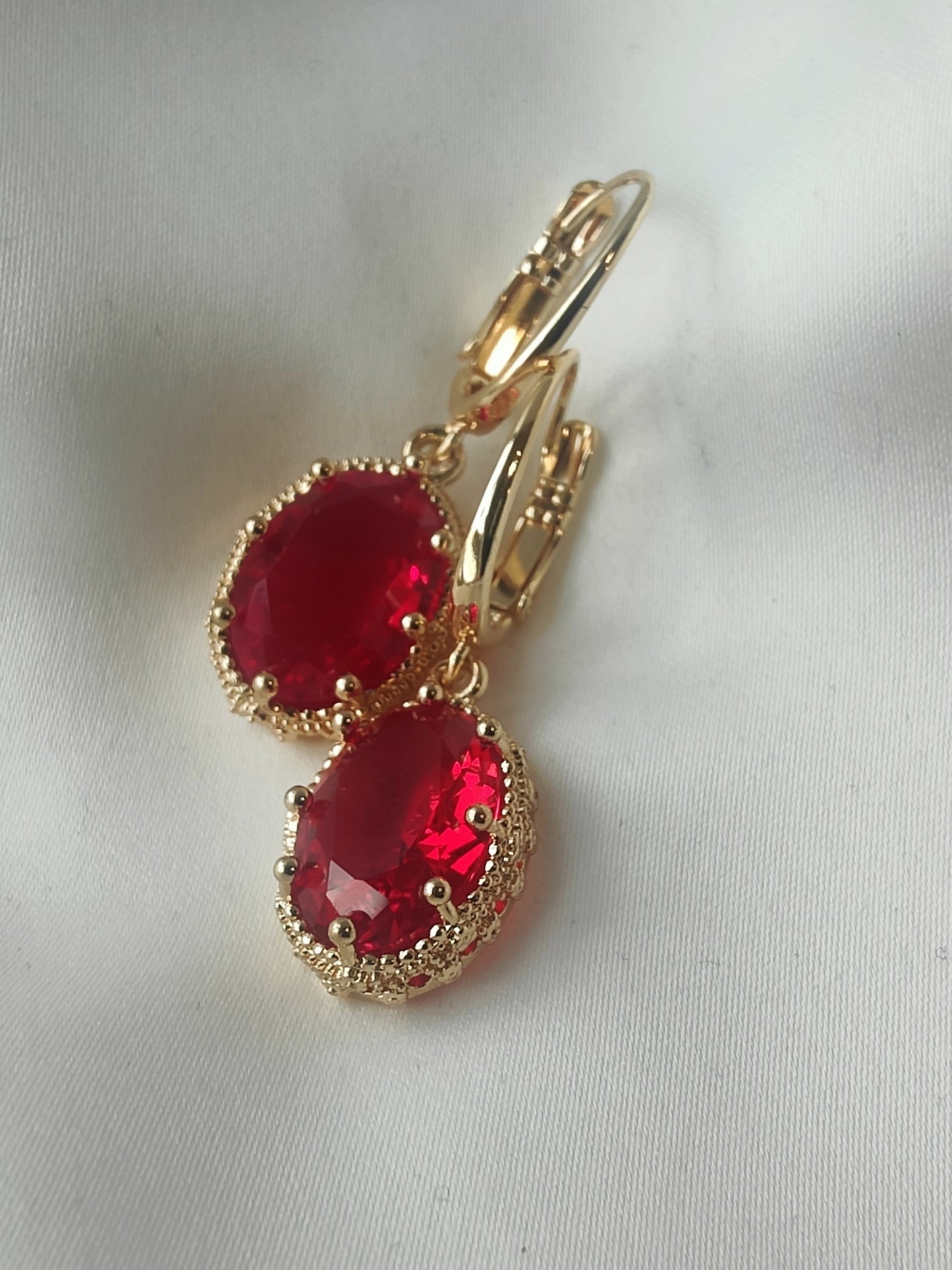 Princess Crystal Earrings - Ruby
