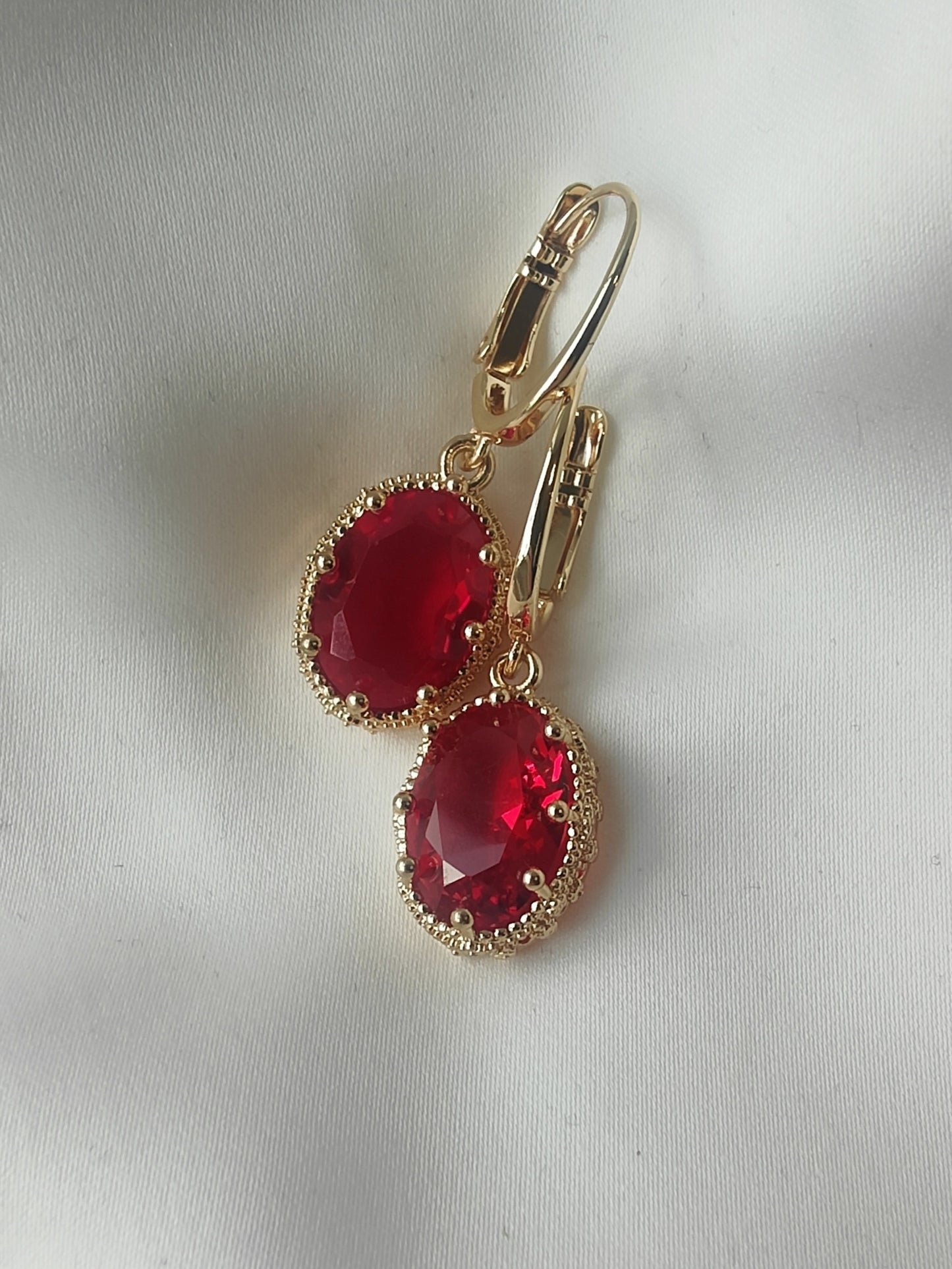 Princess Crystal Earrings - Ruby