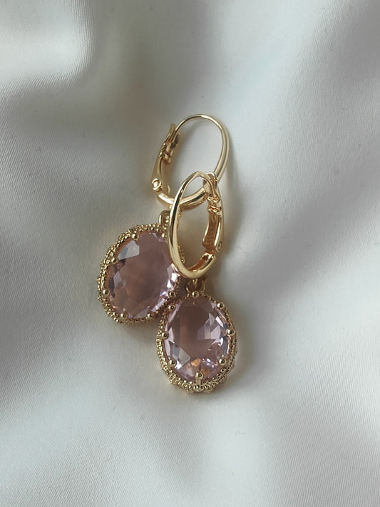 Princess Crystal Earrings - Blush