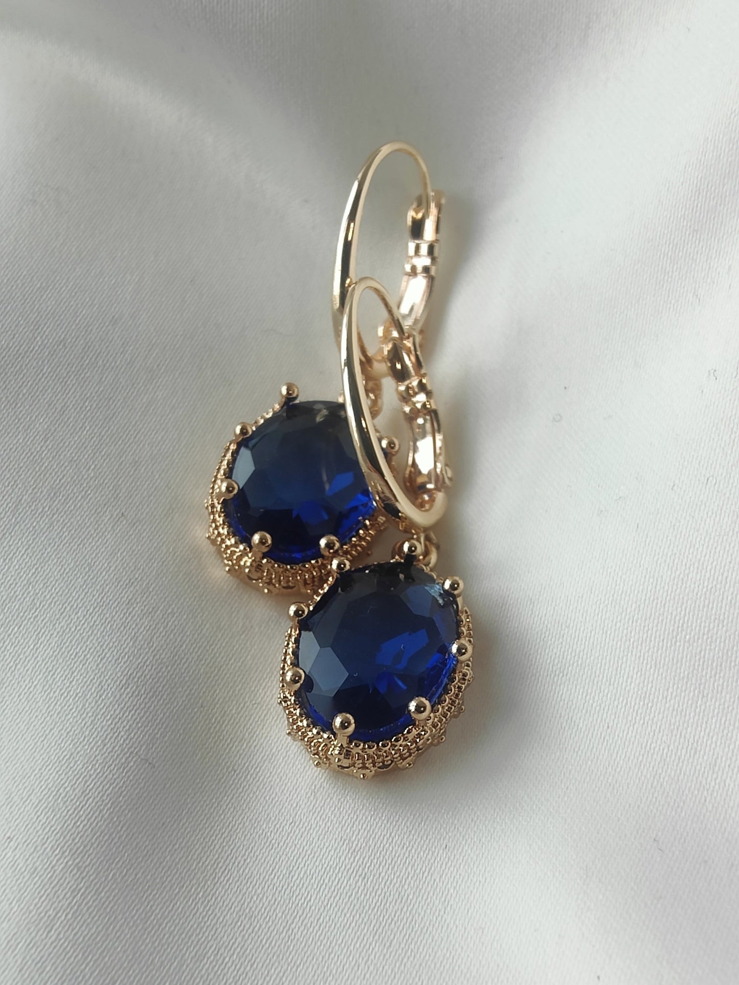 Princess Crystal Earrings - Sapphire