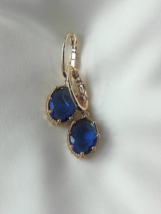 Princess Crystal Earrings - Sapphire