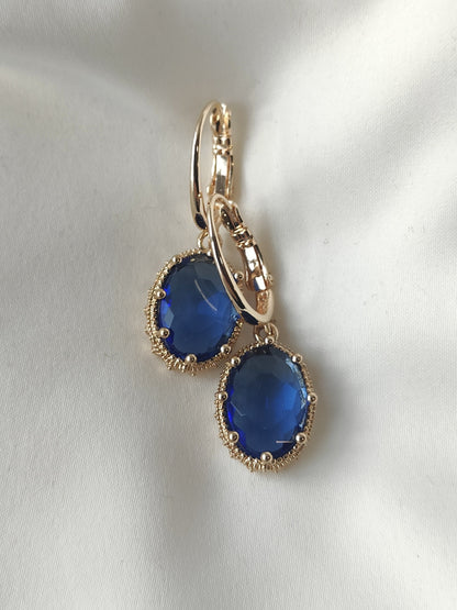Princess Crystal Earrings - Sapphire