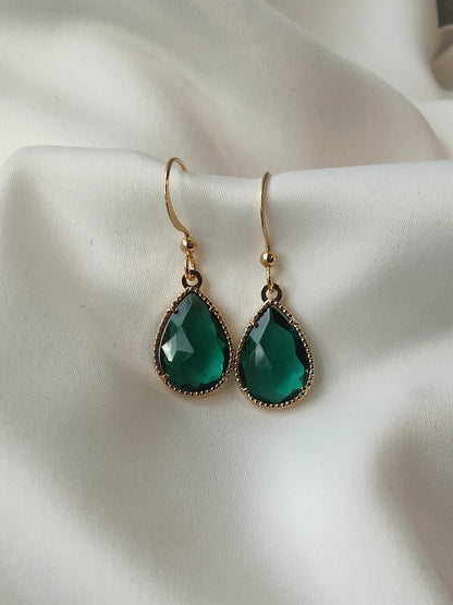Teardrop Earrings - Emerald Green