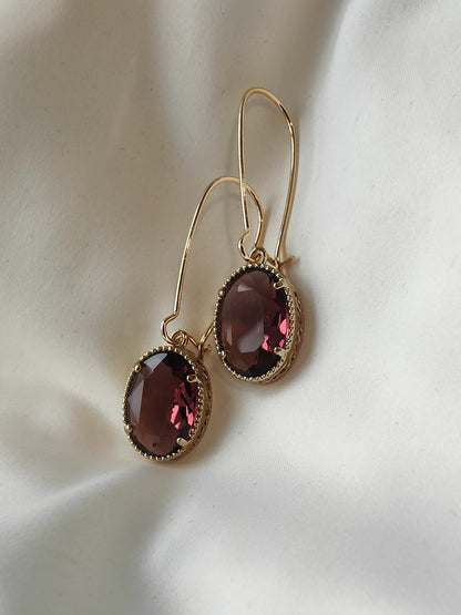 Queen Crystal Earrings - Grape