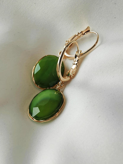 Countess Earrings - Moss Green