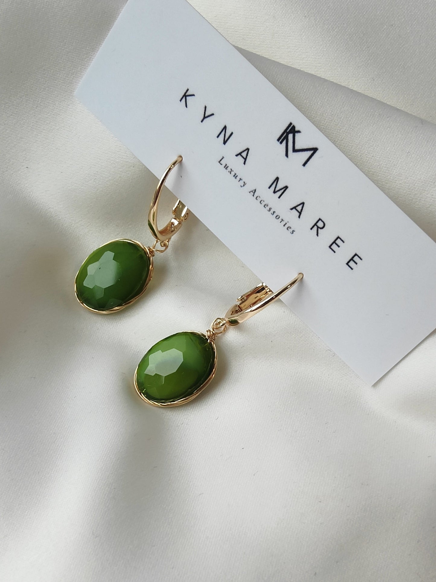 Countess Earrings - Moss Green