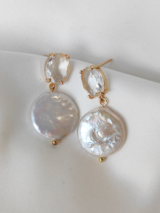 CALLIE - Crystal & Pearl Contemporary Earrings