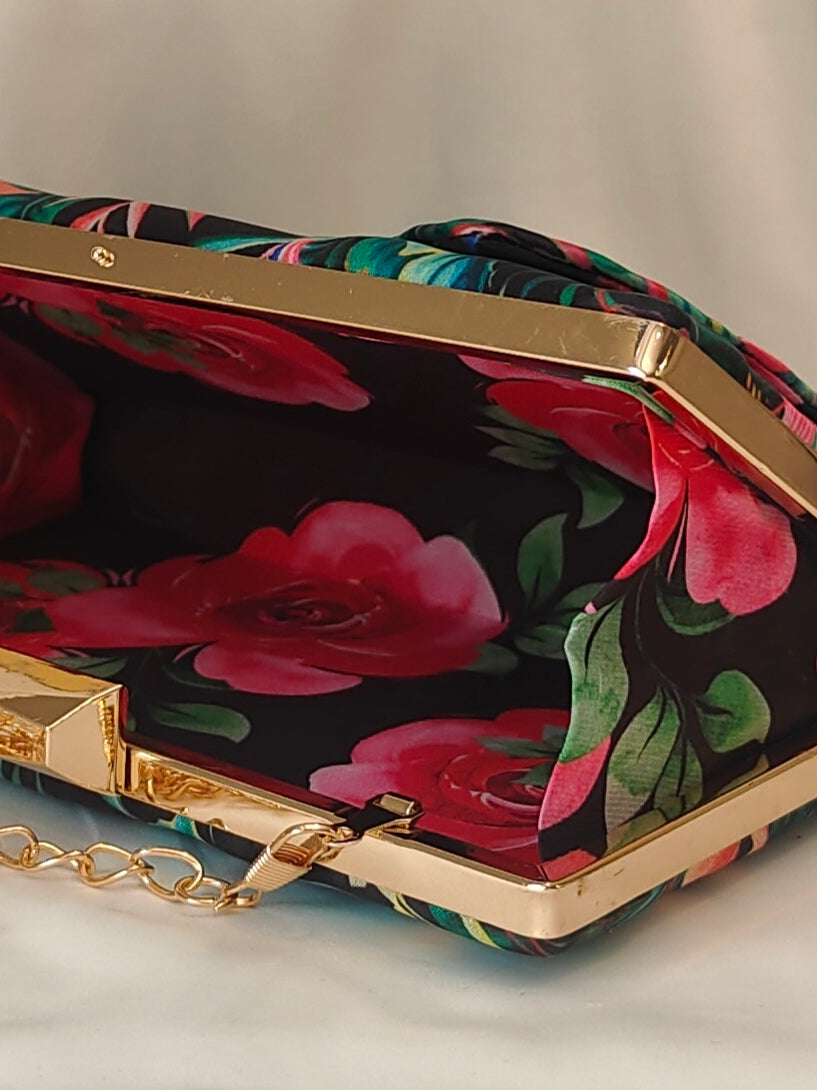 BOW CLUTCH BAG - Forest Flora