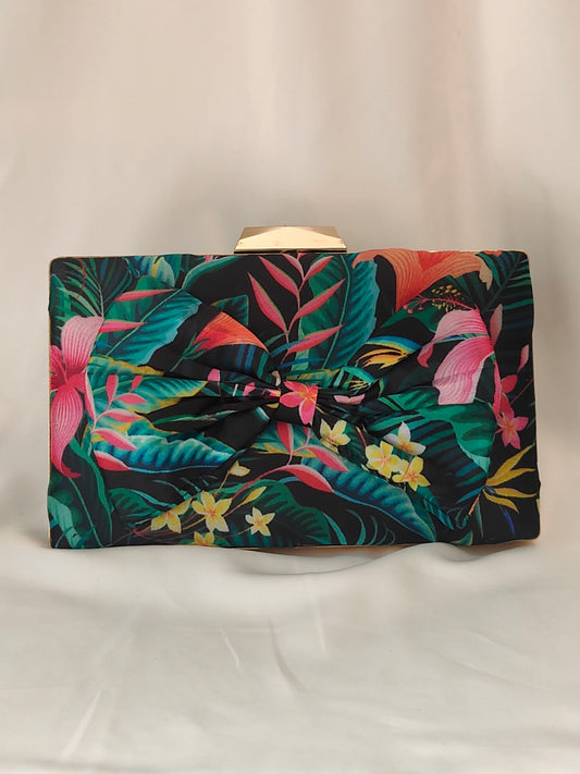 BOW CLUTCH BAG - Forest Flora
