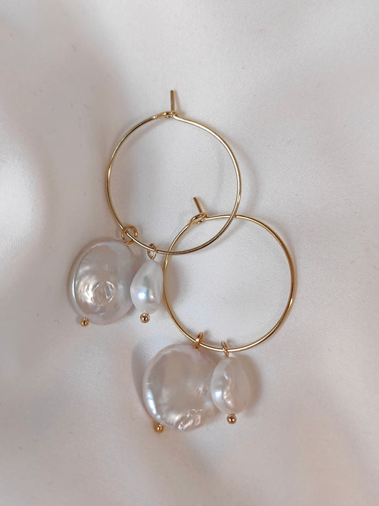 GRETCHEN - Cluaise Bridal Hoop Pearl Nádúrtha