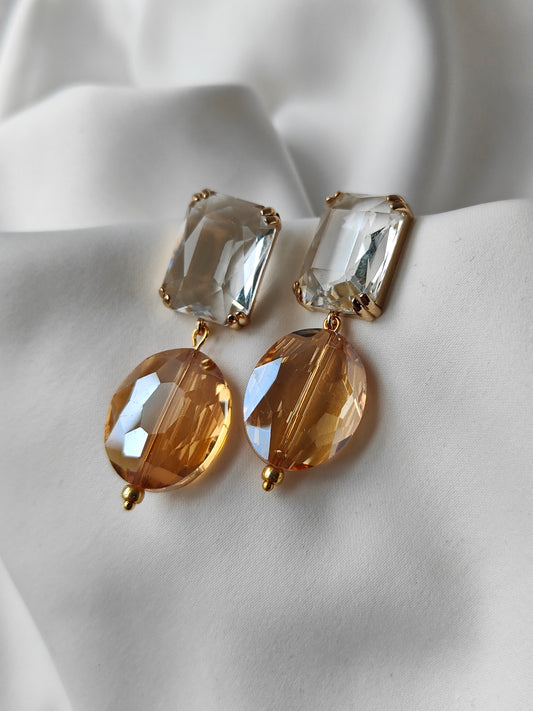 Statement Gem Earring - Clear / Champagne