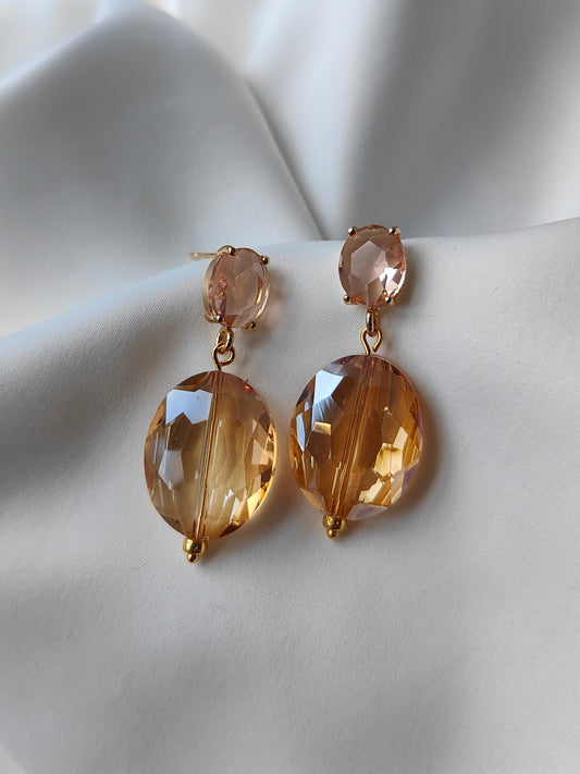 Oval Statement Gem Earring - Blush / Champagne