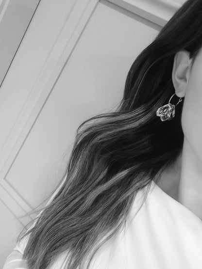JULIANA - Crystal Hoop Earrings - Silver