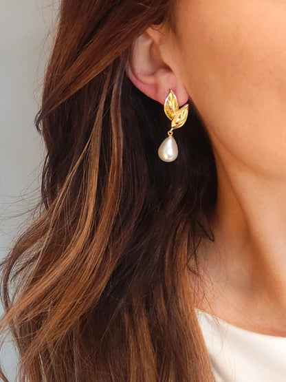 OPHELIA - Ráiteas Earring Bridal Pearl &amp; Gold