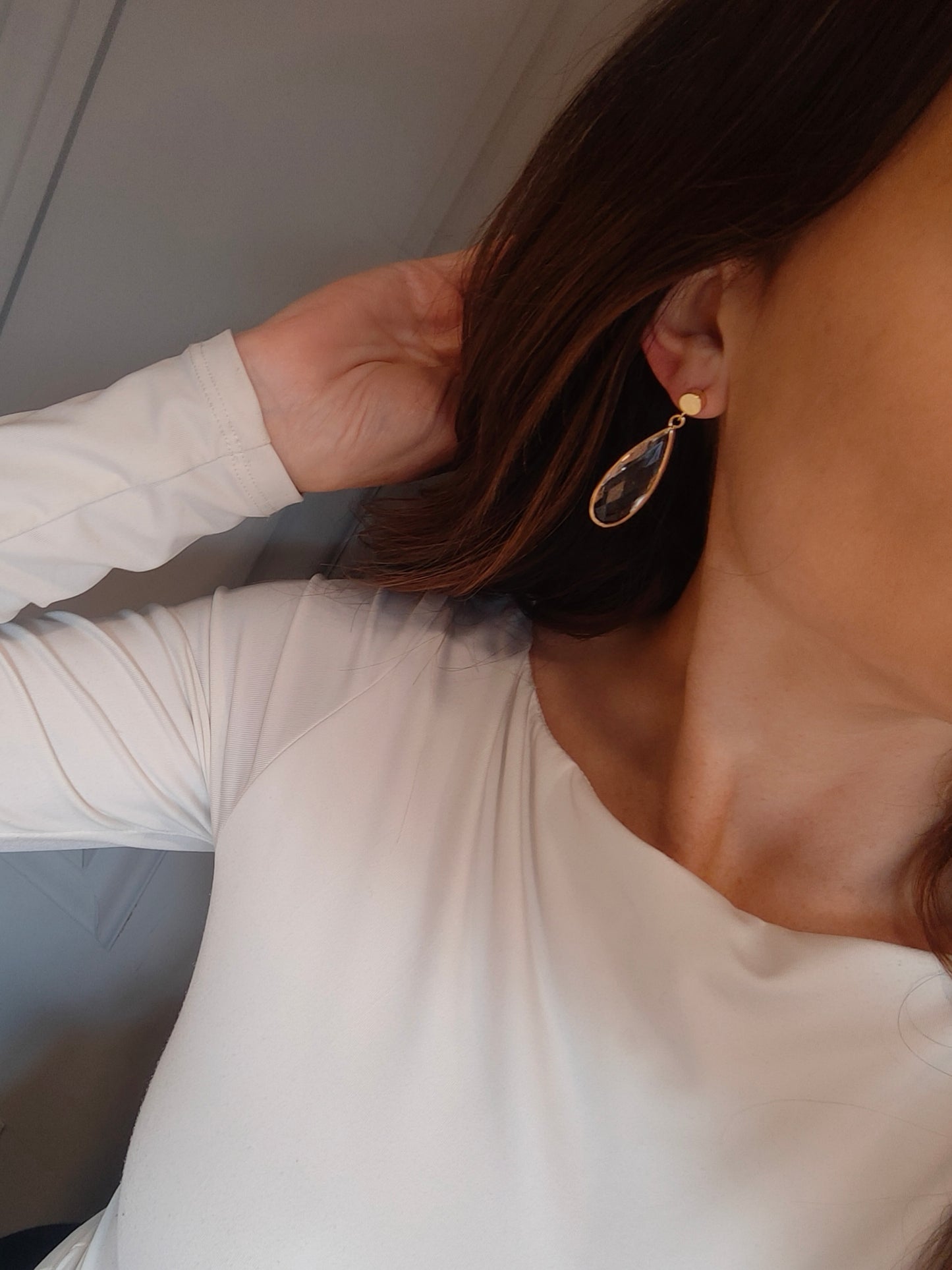 HARRIE- Long Drop  Crystal Earrings