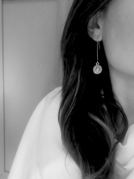 Connie - Crystal Gem Drop Earrings - Gold / Peach