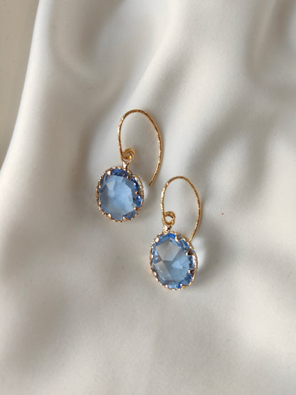 Layla - Crystal Gem Drop Earrings - Soft Blue