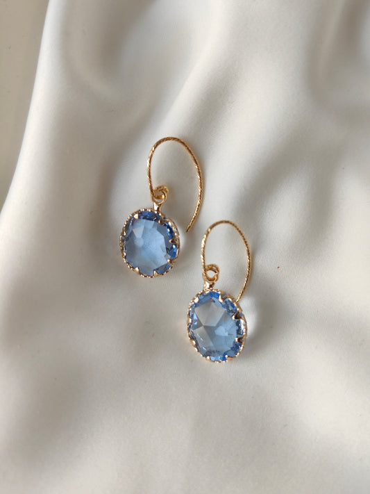 Layla - Crystal Gem Drop Earrings - Soft Blue