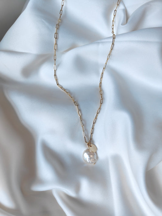 Simplicity -  Pearl & Coin Bridal Necklace