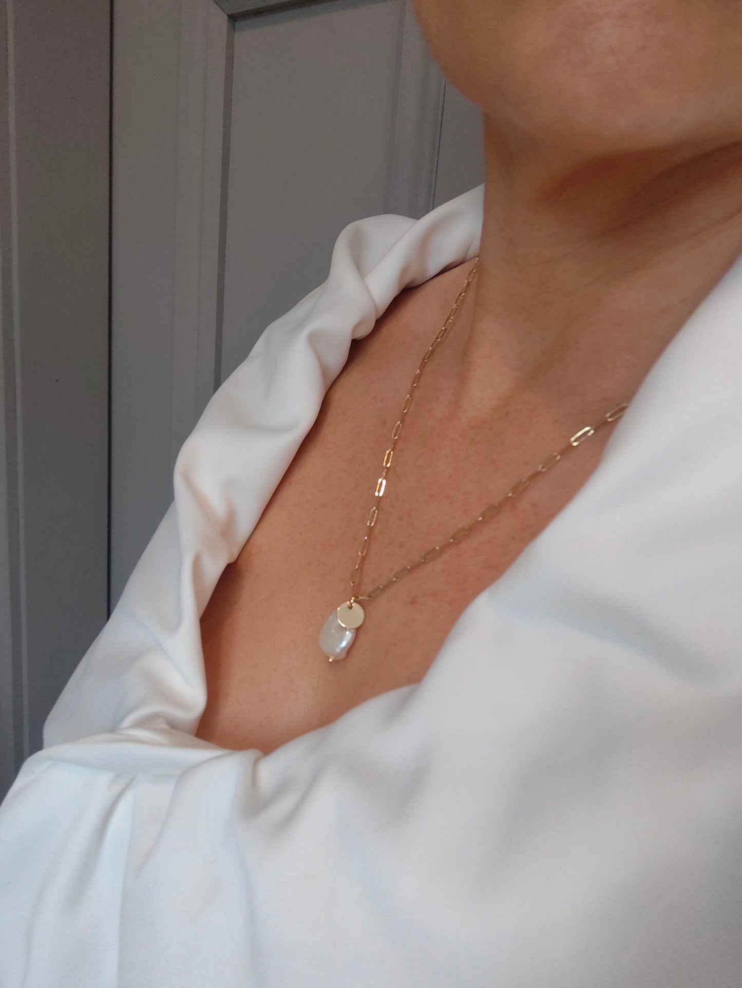 Simplicity -  Pearl & Coin Bridal Necklace