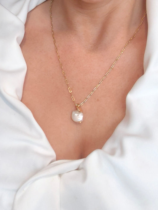 Simplicity -  Pearl & Coin Bridal Necklace