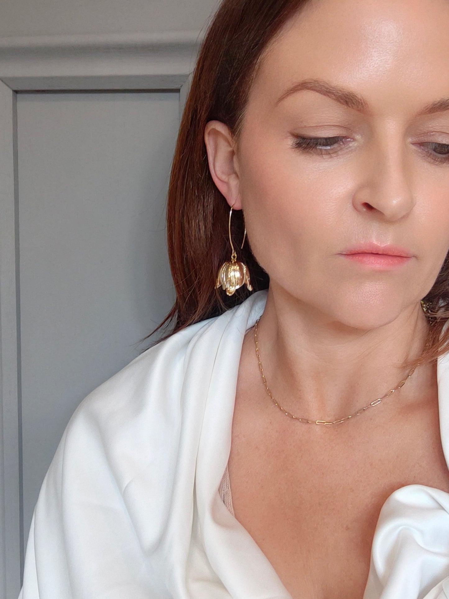 KELSIE - Gold Floral & Pearl Drop Earrings