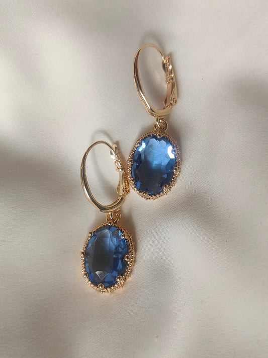 Princess Crystal Earrings - Atlantic Blue