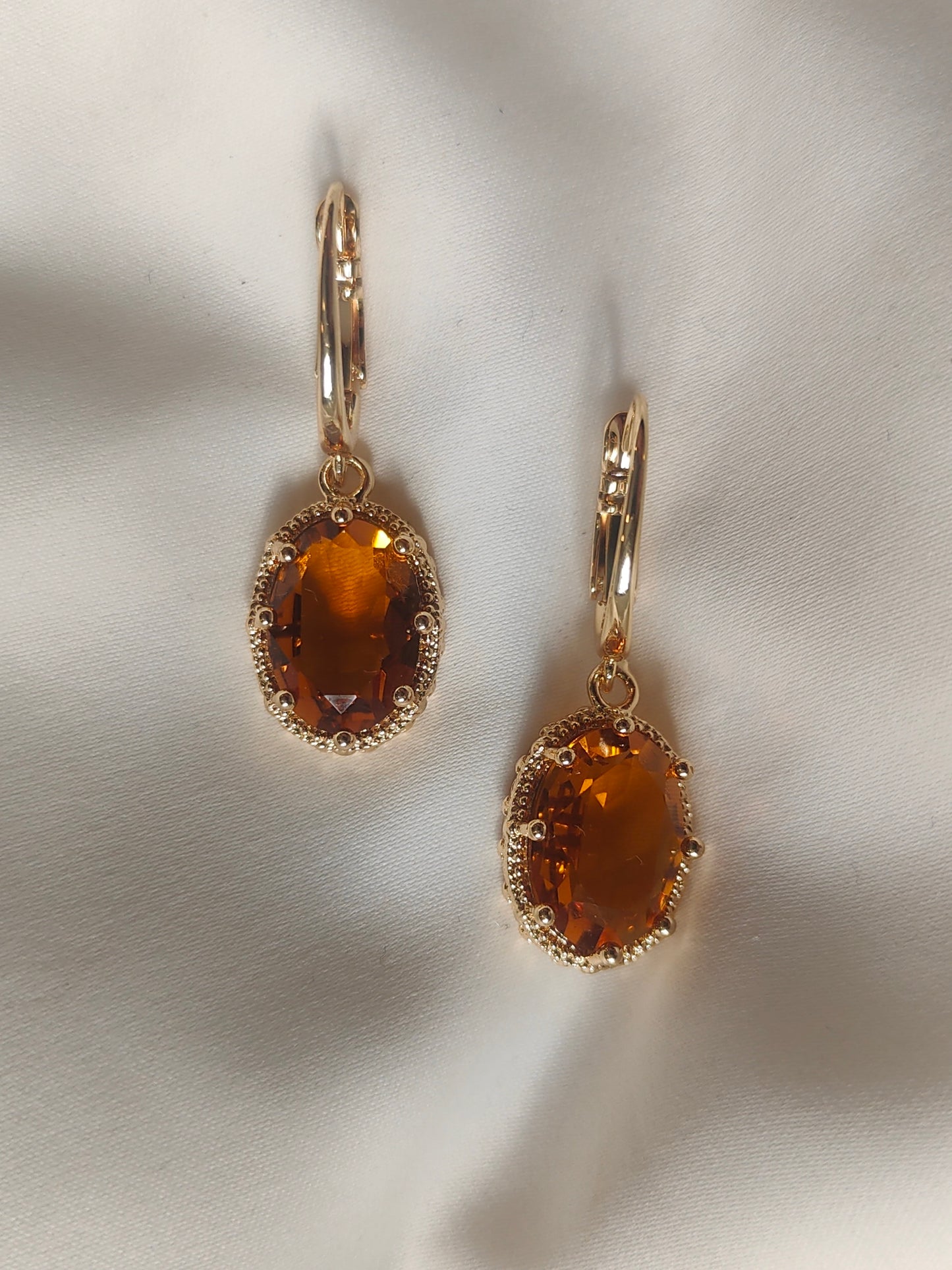 Princess Crystal Earrings - Amber