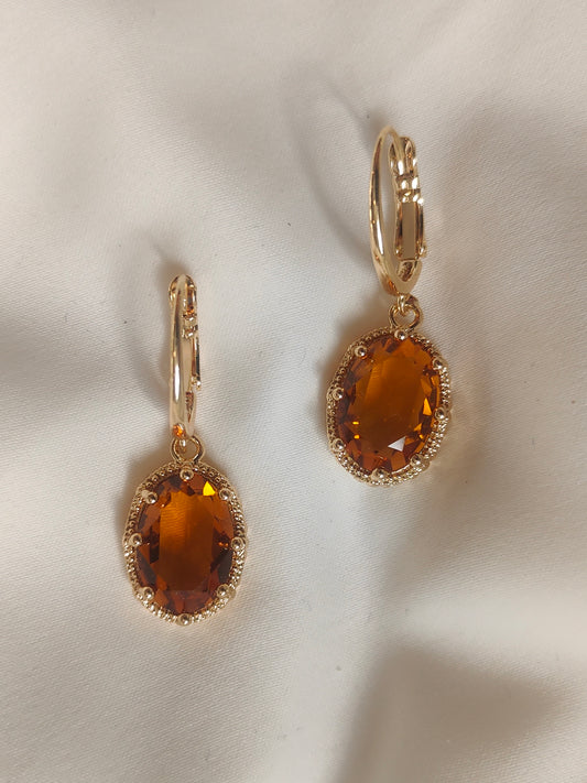 Princess Crystal Earrings - Amber