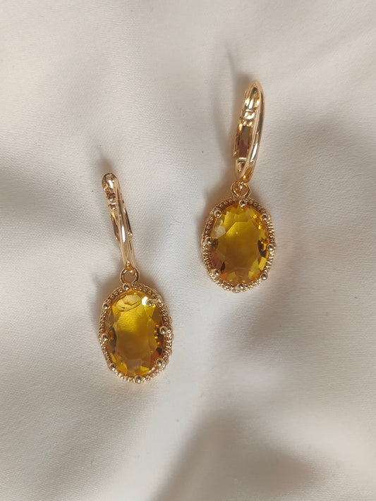 Princess Crystal Earrings - Yellow