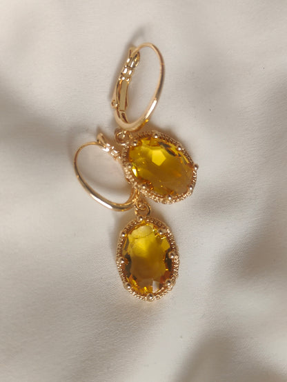 Princess Crystal Earrings - Yellow