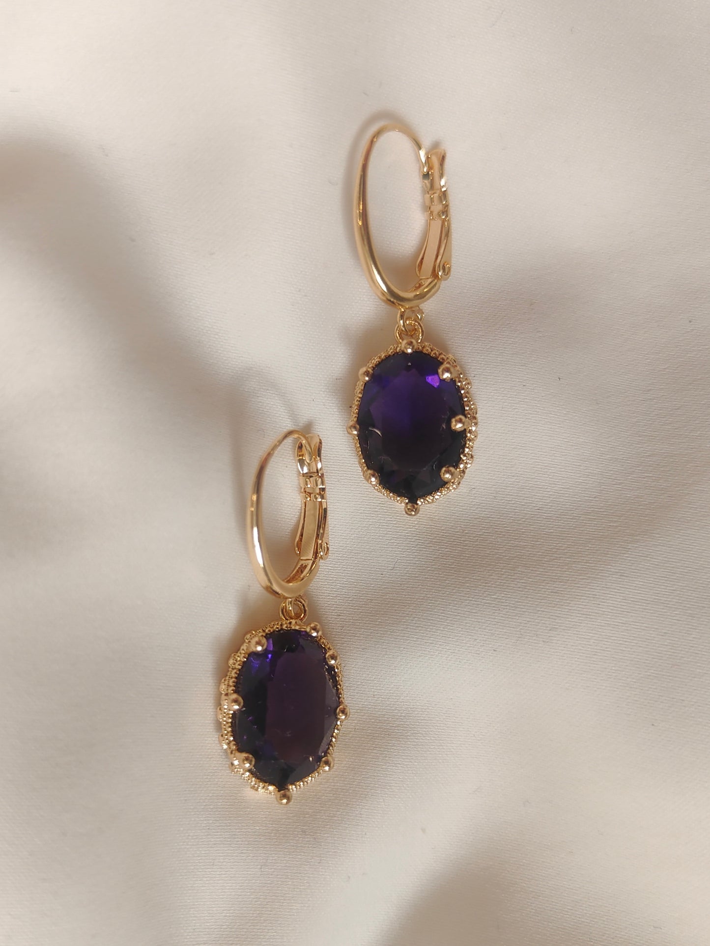 Princess Crystal Earrings - Royal Purple