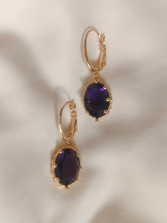 Princess Crystal Earrings - Royal Purple