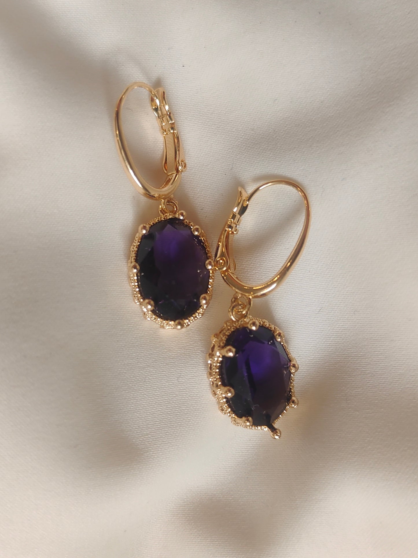 Princess Crystal Earrings - Royal Purple
