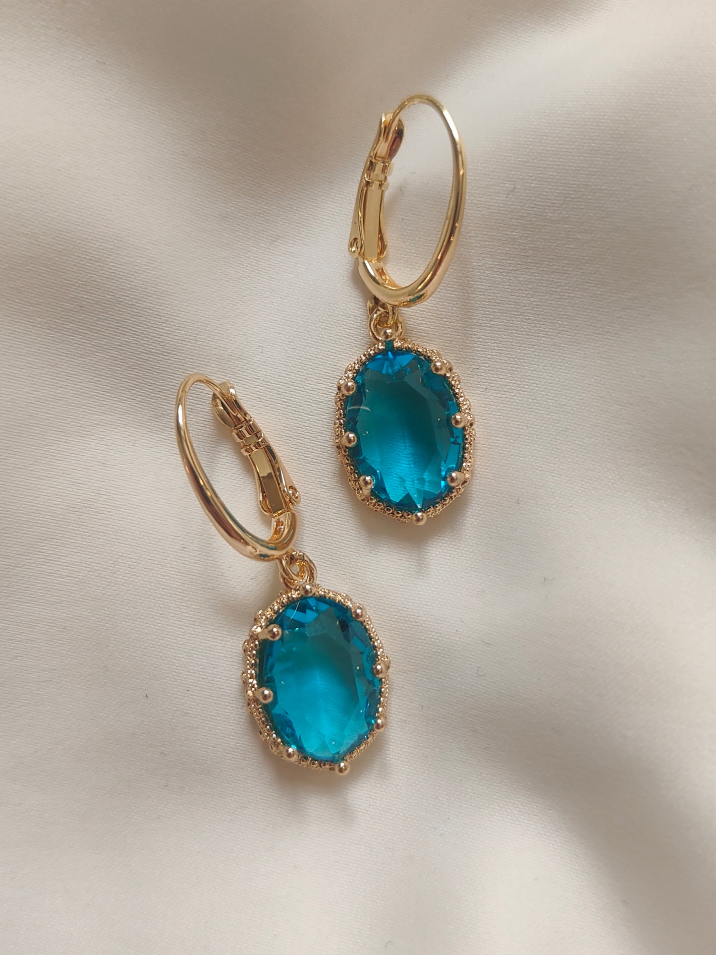Princess Crystal Earrings - Tropical Blue