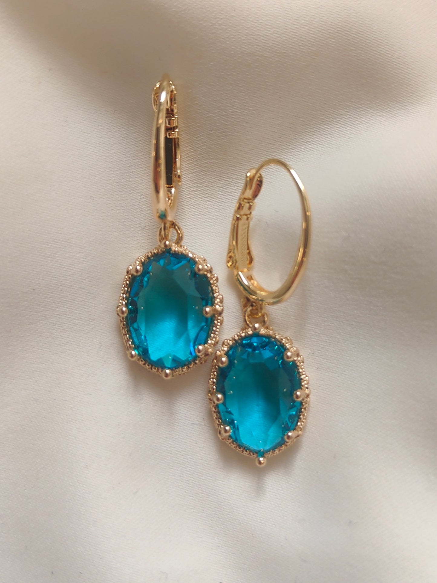 Princess Crystal Earrings - Tropical Blue