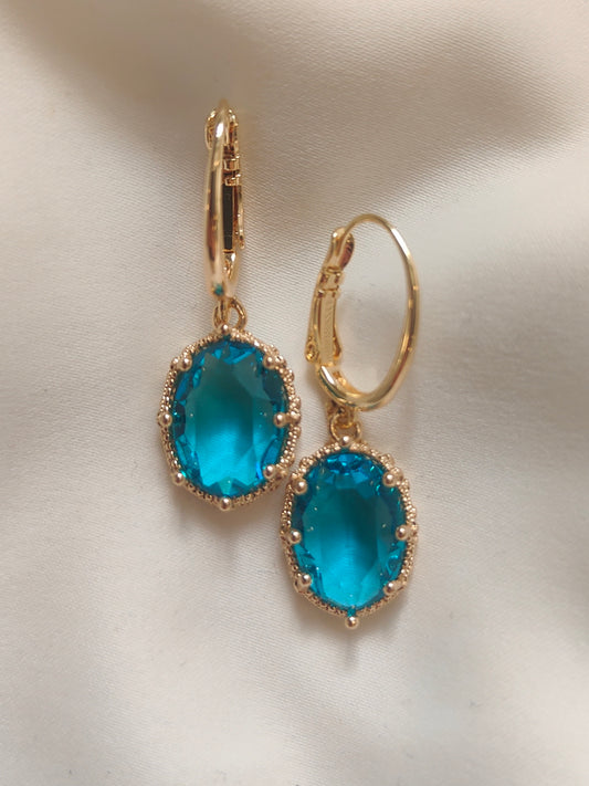 Princess Crystal Earrings - Tropical Blue